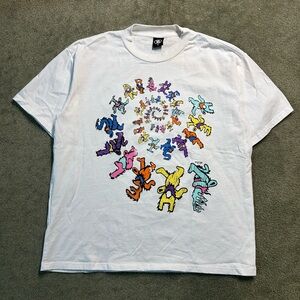 RARE Hellstar Grateful Dead T Shirt Dancing Bears Spiral AOP Size Medium Y2K